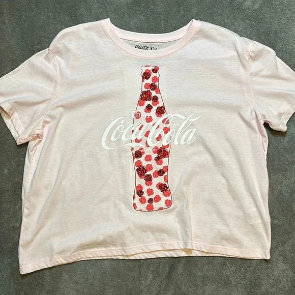 Coca- Cola Crop Top | Coca-Cola | Graphic Tee | Flowers | Pink Crop Top - Picture 1 of 6